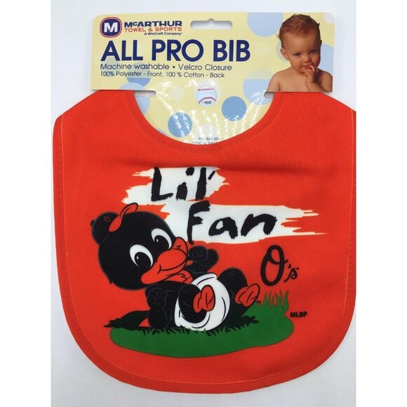 Baby Bib Infant Baltimore Orioles Baseball Wincraft Lil Fan All Pro Red MLB New - Picture 1 of 6